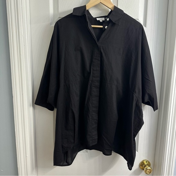 RHODE Shirt Button Down Black Cotton Oversized Lagenlook Size Extra Small - Picture 5 of 8